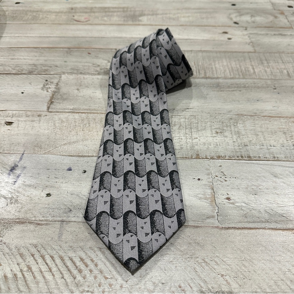 Mercedes Black Gray Patterned Men's Tie Extra Long Hand Made